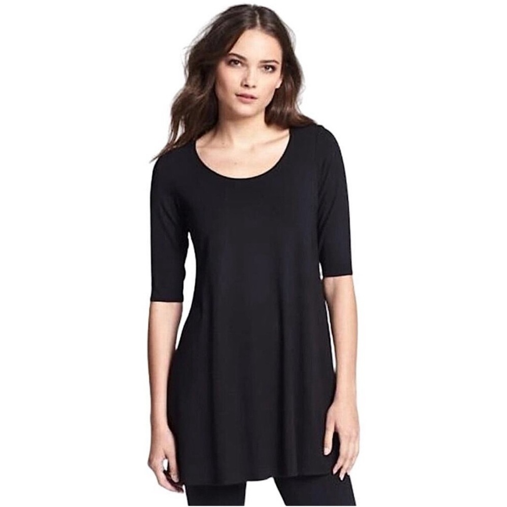 Eileen Fisher Scoop Neck Jersey Tunic Stretchy
Knit Black
